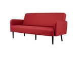 Dreisitzer Sofa meet by Paperflow LISBOA, desinfektionsmittelbeständiger Kunstlederbezug rot, Fussgestell schwarz, B 1760 x T 815 x H 830 mm