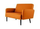Zweisitzer Sofa meet by Paperflow LISBOA, desinfektionsmittelbeständiger Kunstlederbezug orange, Fussgestell schwarz, B 1240 x T 815 x H 830 mm