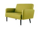 Zweisitzer Sofa meet by Paperflow LISBOA, desinfektionsmittelbeständiger Kunstlederbezug grün, Fussgestell schwarz, B 1240 x T 815 x H 830 mm