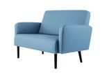 Zweisitzer Sofa meet by Paperflow LISBOA, desinfektionsmittelbeständiger Kunstlederbezug blau, Fussgestell schwarz, B 1240 x T 815 x H 830 mm