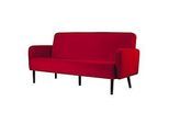 Dreisitzer Sofa meet by Paperflow LISBOA, Samtbezug rot, Fussgestell schwarz, B 1760 x T 815 x H 830 mm