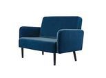 Zweisitzer Sofa meet by Paperflow LISBOA, Samtbezug blau, Fussgestell schwarz, B 1240 x T 815 x H 830 mm