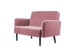 Zweisitzer Sofa meet by Paperflow LISBOA, Samtbezug pink, Fussgestell schwarz, B 1240 x T 815 x H 830 mm