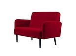 Zweisitzer Sofa meet by Paperflow LISBOA, Samtbezug rot, Fussgestell schwarz, B 1240 x T 815 x H 830 mm