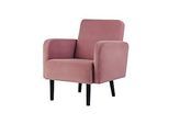 Sessel meet by Paperflow LISBOA, Samtbezug pink, Fussgestell schwarz, B 710 x T 815 x H 830 mm