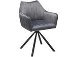 Mid.you Armlehnstuhl , Grau, Schwarz , Metall, Textil , Rundrohr , 60x83x59 cm , inklusive Armlehnen , Esszimmer, Esszimmerserien