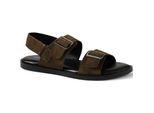 Leder-Sandalen mit Schnallen und Fersenriemen, Herren, Beige, Leder, by Lands' End