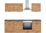 Küchenzeile KOCHSTATION "KS-Lani, mit MDF-Fronten", front: wotaneichefarben, korpus: wotaneiche, arbeitsplatte: betongrau, B:240cm T:60cm, Komplettküchen-Sets, Küchenzeile, Breite 240 cm, wahlweise mit E-Geräten, Höhen-Ausgleichsfüße 0-4 cm
