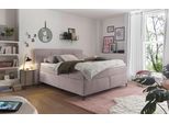 Boxspringbett "Fairfield", rosa, B:204cm L:218cm, 92% Polyester, 8% Nylon, SET ONE BY MUSTERRING, Komplettbetten, Boxspringbett, mit Metallfuß schwarz, Wendematratze, Breite 160 oder 180 cm