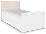 Stauraumbett RAUCH "Bett Einzelbett Stollenbett Bettkästen EVELYN", weiß (alpinweiß), B:109cm H:100cm L:214cm, Betten, Stauraumbett, in Komforthöhe mit Polsterkopfteil sowie Schubladen MADE IN GERMANY
