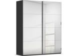 Schwebetürenschrank RAUCH "Kleiderschrank Schrank Garderobe Schlafzimmerschrank SCALE-FYRA", schwarz, B:181cm H:223cm T:67cm, Holzwerkstoff, Schränke, Schwebetürenschrank, edle viergeteilte Türen, Spiegelfront und viele Farben MADE IN GERMANY