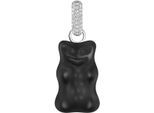 Kettenanhänger THOMAS SABO "THOMAS SABO x HARIBO Schmuck: Großer Anhänger Goldbär", weiß (silberfarben, schwarz, kristallweiß, schwarz, kristallweiß), Schmuckanhänger, Damen, Silber 925 (recycelt), 4,05 g, Kettenanhänger, mit Kristallglas, Zirkonia (synth.)