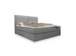 Juskys Boxspringbett Detroit 180x200 cm - Chenille Stoff & inklusive Topper - Grau
