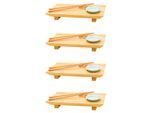 4x Japanisches Sushi Brett - 27x16x4 Bambus Platten Set - Teller mit Schälchen