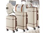 tectake® Reisekofferset, 13-teilig, Hartschalen aus robustem ABS-Kunststoff, 360° drehbare, abnehmbare Doppelrollen, mit Teleskopgriff