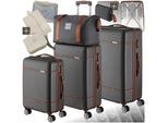 tectake® Reisekofferset, 13-teilig, Hartschalen aus robustem ABS-Kunststoff, 360° drehbare, abnehmbare Doppelrollen, mit Teleskopgriff