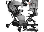 tectake® Buggy-Kinderwagen, Einhand-Klappmechanismus, mit 5-Punkt-Gurt, Feststellbremse, Schutzbügel, pulverbeschichtetes Stahlgestell und pflegeleichter Stoffbezug, für 0 bis 36 Monate geeignet, Belastbarkeit 15 kg
