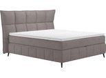 Boxspringbett COTTA "Sarah", grau (stone), B:188cm L:215cm, 100% Polyester, Komplettbetten, Boxspringbett, inkl. Topper, 2 Matratzenkerne, Härtegrade H2, H3 oder H4