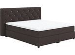 Boxspringbett COTTA "Castle", grau (charcoal), B:164cm L:220cm, 100% Polyester (PES), Komplettbetten, Boxspringbett, mit Strasssteinen im Kopfteil, inkl. Topper