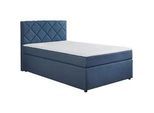 Boxxx Boxspringbett , Dunkelblau , Textil , H2 , Höhe ca. 15 cm , 90x200 cm , Oeko-Tex® Standard 100 , gepolstertes Kopfteil, Topper durchgehend, in verschiedenen Größen erhältlich, Matratze durchgehend , Schlafzimmer, Betten, Boxspringbetten