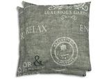 Xxxl Zierkissenset , Grau, Weiß, Hellgrau , Textil , 2-teilig , Stempel , Füllung: Hohlfaser , quadratisch , 48x48 cm , Oeko-Tex® Standard 100 , pflegeleicht, für den Außenbereich geeignet , Heimtextilien, Wohntextilien, Kissen, Zierkissen