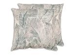 Xxxl Zierkissenset , Grau, Beige , Textil , 2-teilig , Blätter , Füllung: Polyester, Hohlfaser , quadratisch , 48x48 cm , Oeko-Tex® Standard 100 , pflegeleicht, hochwertige Qualität, langlebig, für den Außenbereich geeignet , Gartenmöbel, Gartenpolster & Auflagen, Gartenkissen