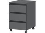 Rollcontainer Aalborg, 3 Schubladen, je 10 kg Traglast, Teilauszug, Metallgriff, feststellbar, B 400 x T 500 x H 630 mm, graphit