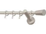 Gardinenstange GARESA "CLASSICO MOLIS", weiß, L:120cm, Gardinenstangen, Vorhanggarnitur, verlängerbar, Wandmontage, Keil, mit Ringe und Haken
