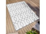 Teppich "Outdoorteppich REVERSO - Geo River", grau (grau,beige), B:200cm H:5mm L:280cm, Polypropylen, PRIMAFLOR-IDEEN IN TEXTIL, Teppiche, Teppich, Wendeteppich, modernes Design, In- und Outdoor geeignet, wasserfest
