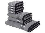 my home Handtuch Set »Jonnie«, Set, 7 tlg., Walkfrottee, Handtücher aus 100% Baumwolle, Handtuchset mit gemusterter Bordüre