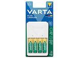 Akkuladegerät für Batterien Varta, für 2x o. 4x AA/AAA, inkl. 4 AA Batterien, Ladezeit 4,5 h, EU-Stecker, 100-240 V, B 74 x T 66 x H 116 mm, weiss