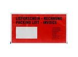 Dokumententasche Lieferschein/Rechnung, DIN lang, selbstklebend, PCR-Polyethylen, rot, 250 Stück