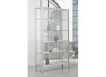 Stand-Präsentationsvitrine, doppelflüglige Drehflügeltür, Aluminium-Rahmen, ESG-Verglasung, B 1000 x T 400 x H 1950 mm, silber