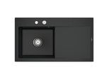 Villeroy und Boch Subway Style 50 Einbauspüle 335202S5 links, mit Ablaufgarnitur, 900 x 510 mm, Excenterbetätigung, ebony