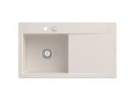 Villeroy und Boch Subway Style 50 Einbauspüle 335202KR links, mit Ablaufgarnitur, 900 x 510 mm, Excenterbetätigung, crema CeramicPlus