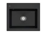 Villeroy und Boch Subway Style 60 S Einbauspüle 330901S5 mit Ablaufgarnitur, Handbetätigung, 600 x 510 mm, ebony CeramicPlus