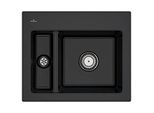Villeroy und Boch Subway 60 XM Einbauspüle 678001S5 mit Ablaufgarnitur, 620 x 510 mm, Handbetätigung, ebony CeramicPlus