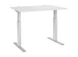 Schäfer Shop Select Schreibtisch ERGO-T, elektrisch höhenverstellbar, Rechteck, T-Fuss, B 1200 x T 800 x H 725-1185 mm, lichtgrau/alusilber