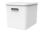 Archivbox Rotho My Paper, stapelbar, bis 23 kg, 10 Hängemappen, abnehmbarer Deckel, Grifflöcher, L 370 x B 290 x H 295 mm, Recycling-Kunststoff, weiss