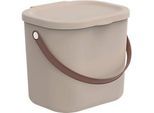 Aufbewahrungsbox ALBULA, mit Deckel, 6 Liter, Bügelgriff, stapelbar, aus recyceltem Kunststoff, B 235 x T 200 x H 208 mm, braun