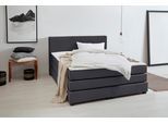 Boxspringbett OTTO PRODUCTS "Peetu", schwarz, B:170cm L:213cm, Struktur fein aus 100%-recyceltem Polyester, Komplettbetten, Boxspringbett, Taschenfederkern-Matratze, in 4 Breiten und 4 Farben, incl. Topper