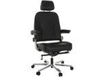 Mid.you Chefsessel , Schwarz , Leder , Echtleder , Drehkreuz , 70x123-133x63 cm , Sitzfläche 360° drehbar, gepolsterte Armlehnen , Büromöbel, Bürostühle, Chefsessel