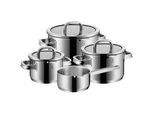 WMF Kochtopfset , Edelstahlfarben , Metall , 4-teilig , 16 cm,20 cm,16 cm , 1,9 l,3,9 l,5,7 l,1,4 l , 29.4x23.7x50.6 cm , breiter Schüttrand, TransTherm®-Allherdboden , Kochgeschirr, Töpfe, Topfsets