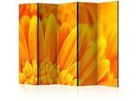 artgeist Paravent doppeltseitig , Gelb, Orange , Holz, Textil , Kiefer , massiv , Blume , 225x172x3 cm , Motiv auf Vorder- und Rückseite , Kleinmöbel