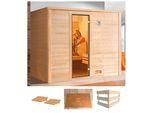 Sauna WEKA "Bergen 3", beige (natur), ohne Ofen, (ohne Ofen), Saunen, ohne Ofen