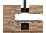 Küchenzeile NOBILIA ""Structura II"", braun (front: eiche havanna nachbildung, korpus: eiche havanna nachbildung, arbeitsplatte: eiche havanna nachbildung), B:300,3cm H:216,6cm T:60cm, Komplettküchen-Sets, vormontiert, Ausrichtung wählbar, Breite 300 cm, wahlw. mit E-Geräten
