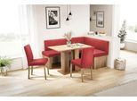 Eckbank MASSIVLINE & MORE "Anna 2", rot (rot, holzwerkstoff golden oak), B:130cm H:83cm T:169cm, Holzwerkstoff, Kunstleder, Sitzbänke, Eckbank, Breite 169 cm