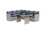 Gardenson Gartenset , Grau , Metall, Kunststoff, Textil , 12-teilig , Uni , Füllung: Polyetherschaumkern,Polyetherschaumkern , Tisch mit Glasplatte , Gartenmöbel, Gartengarnituren
