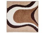 Grund Bidet-Vorleger , Beige , Textil , Wellen , rechteckig , 60x60 cm , Oeko-Tex® Standard 100, Made in Europe , rutschfest , Heimtextilien, Badtextilien, Badematten