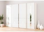 Schwebetürenschrank MUSTERRING "Imola W", weiß, B:296,3cm H:217cm T:67cm, Floatglas, Holzwerkstoff, Schränke, Schwebetürenschrank, inkl. Einlegeböden und Kleiderstangen, mit Glastüren inkl. Zierspiegel